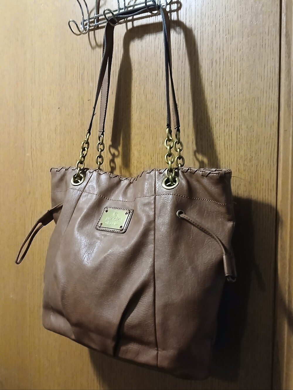 Nicole by Nicole Miller Brown Faux Leather Tote Shoulder Bag